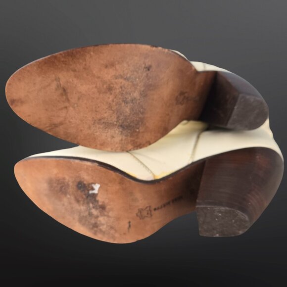 Y2K Miss Sixty Western Ankle Boots Size 40 US 9 Off White Leather Indie Sleaze - Picture 16 of 16